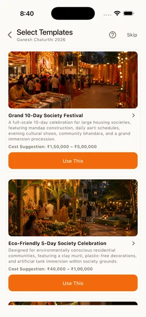 UtsavMitra festival template picker