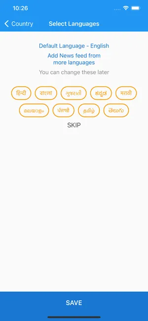 Unbiasy News language selection with Indian languages