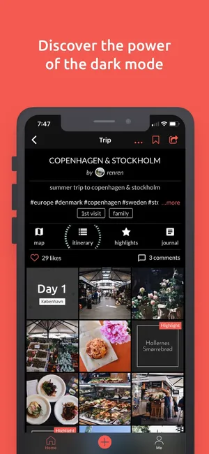 Hoptale trip story in dark mode
