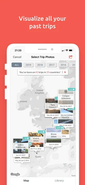 Hoptale map of all past trips